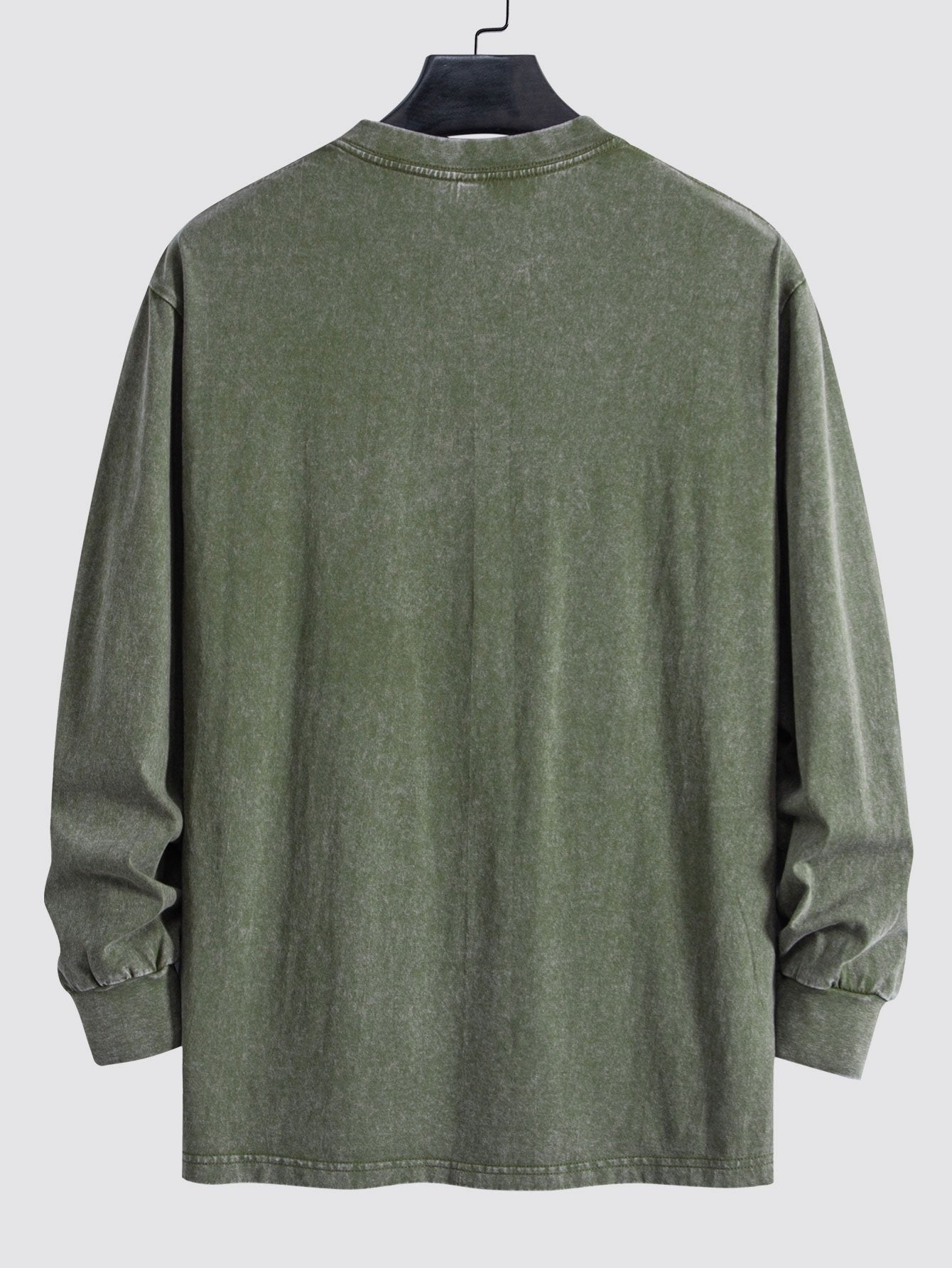 Men's  Relax Fit 100% Cotton T-Shirt Relax Fit Long Sleeve Washed Distressed T-Shirt