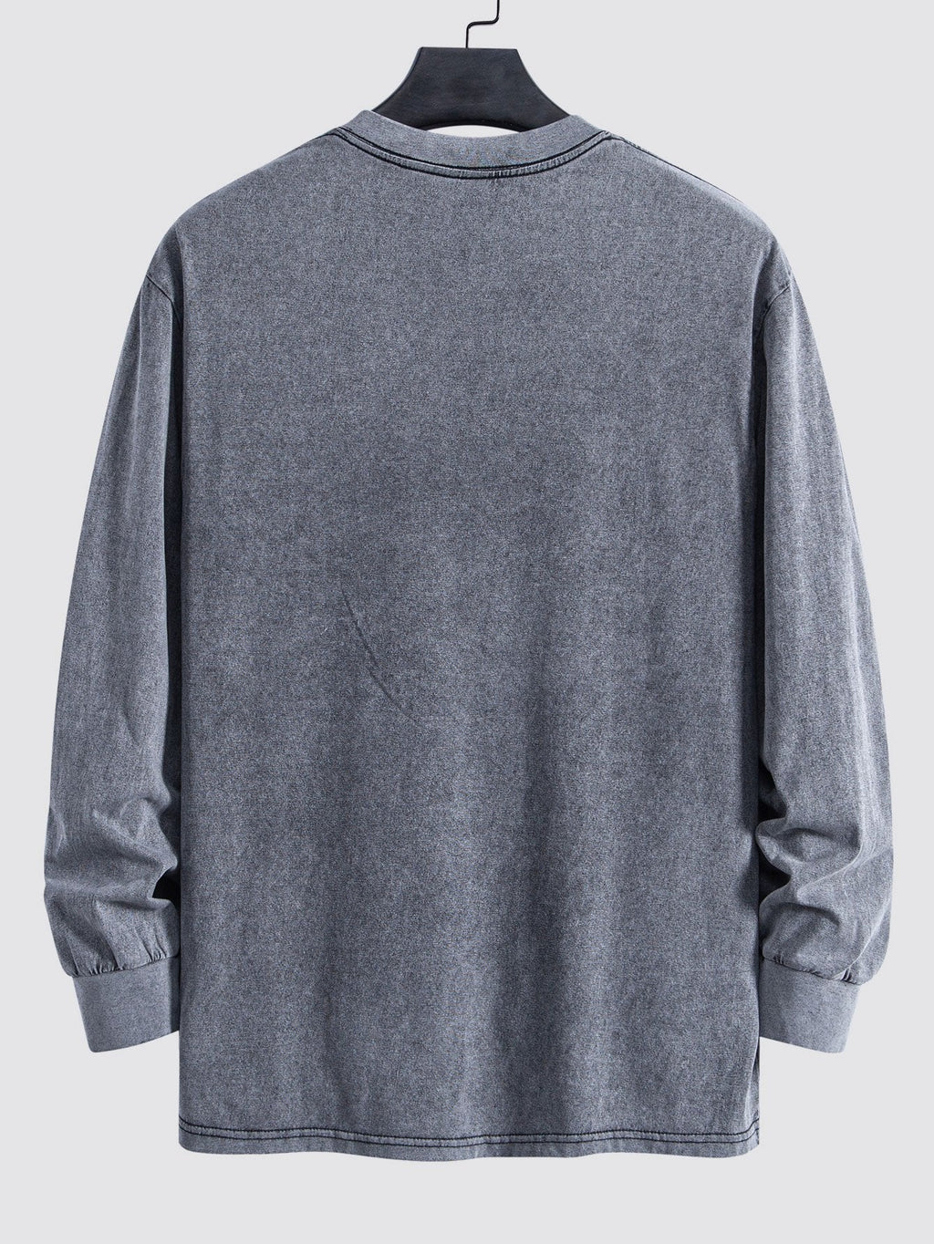 Men's  Relax Fit 100% Cotton T-Shirt Relax Fit Long Sleeve Washed Distressed T-Shirt