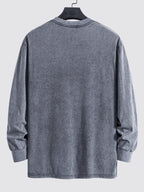 Men's  Relax Fit 100% Cotton T-Shirt Relax Fit Long Sleeve Washed Distressed T-Shirt