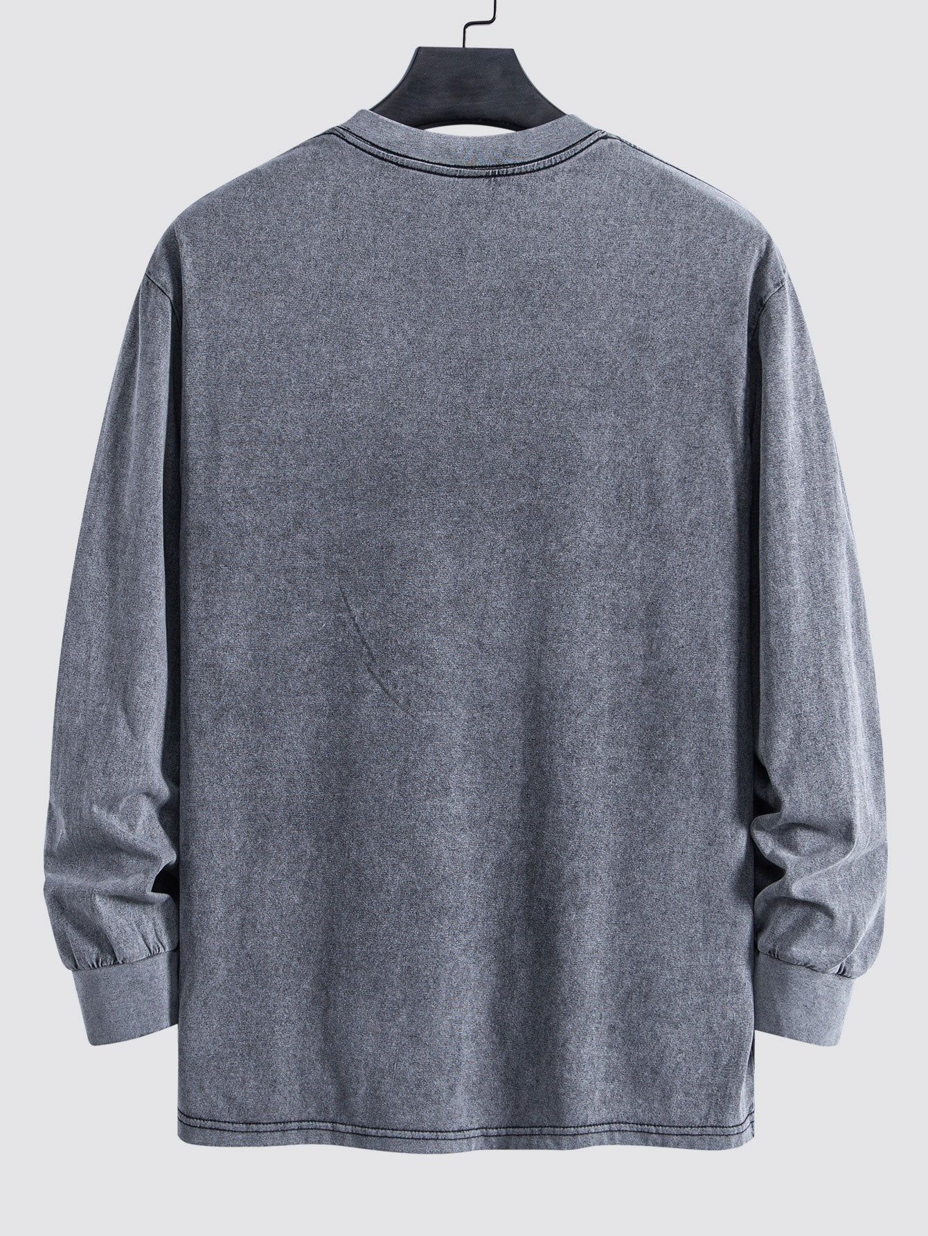 Men's  Relax Fit 100% Cotton T-Shirt Relax Fit Long Sleeve Washed Distressed T-Shirt