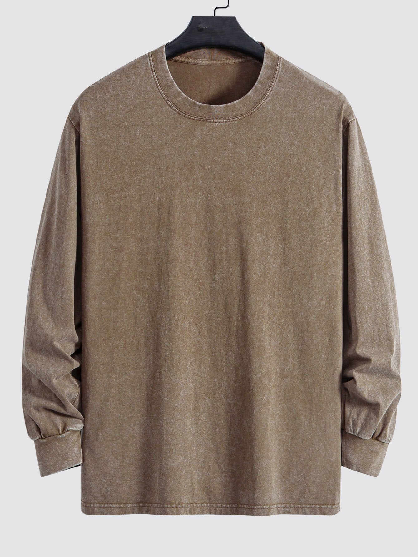 Men's  Relax Fit 100% Cotton T-Shirt Relax Fit Long Sleeve Washed Distressed T-Shirt