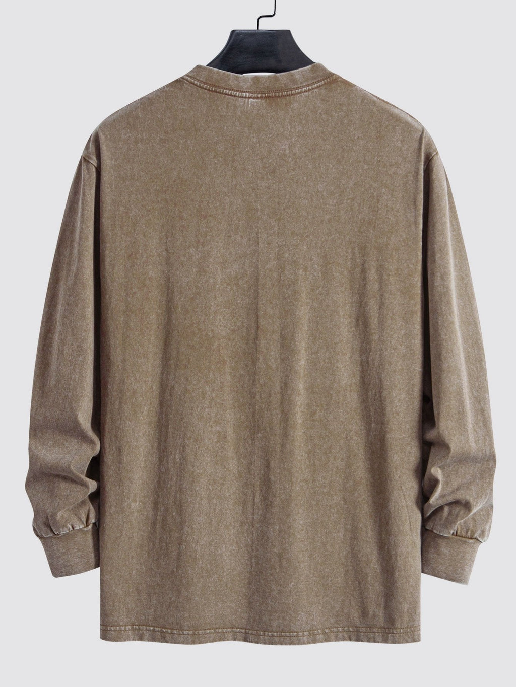 Men's  Relax Fit 100% Cotton T-Shirt Relax Fit Long Sleeve Washed Distressed T-Shirt