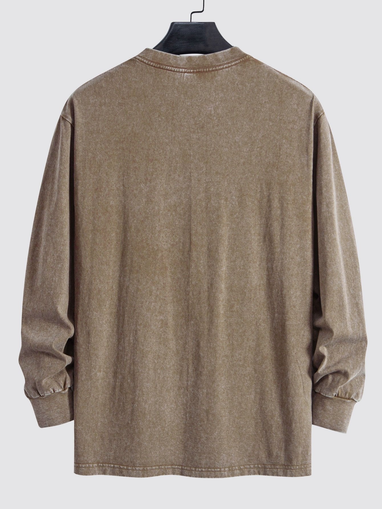 Men's  Relax Fit 100% Cotton T-Shirt Relax Fit Long Sleeve Washed Distressed T-Shirt