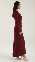 Renee Long Sleeve Maxi Dress – Ruched Elegant Statement Evening Gown