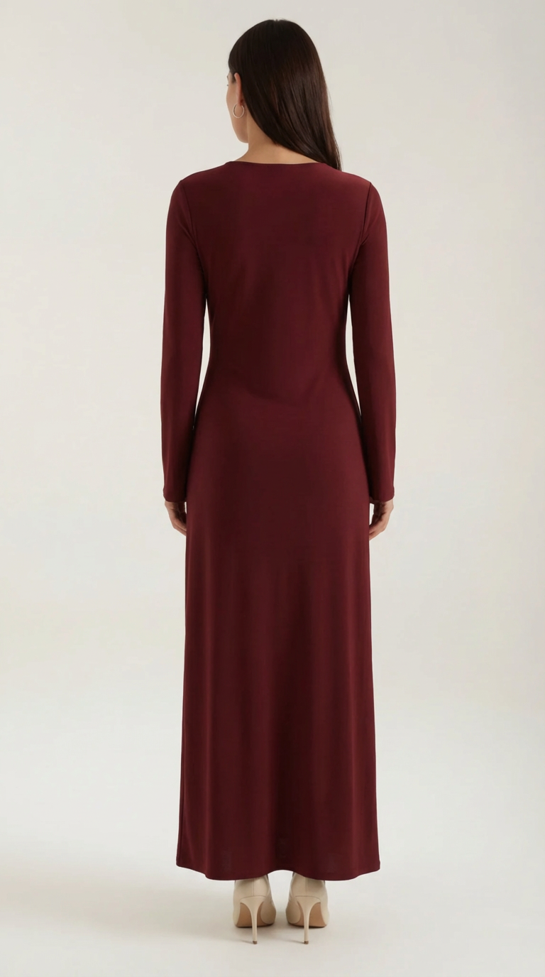 Renee Long Sleeve Maxi Dress – Ruched Elegant Statement Evening Gown