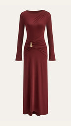 Renee Long Sleeve Maxi Dress – Ruched Elegant Statement Evening Gown