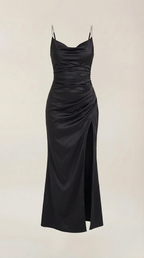 Rhiannon Silky Maxi Slip Dress – Low Back Satin Flowing Elegant Slip Dress