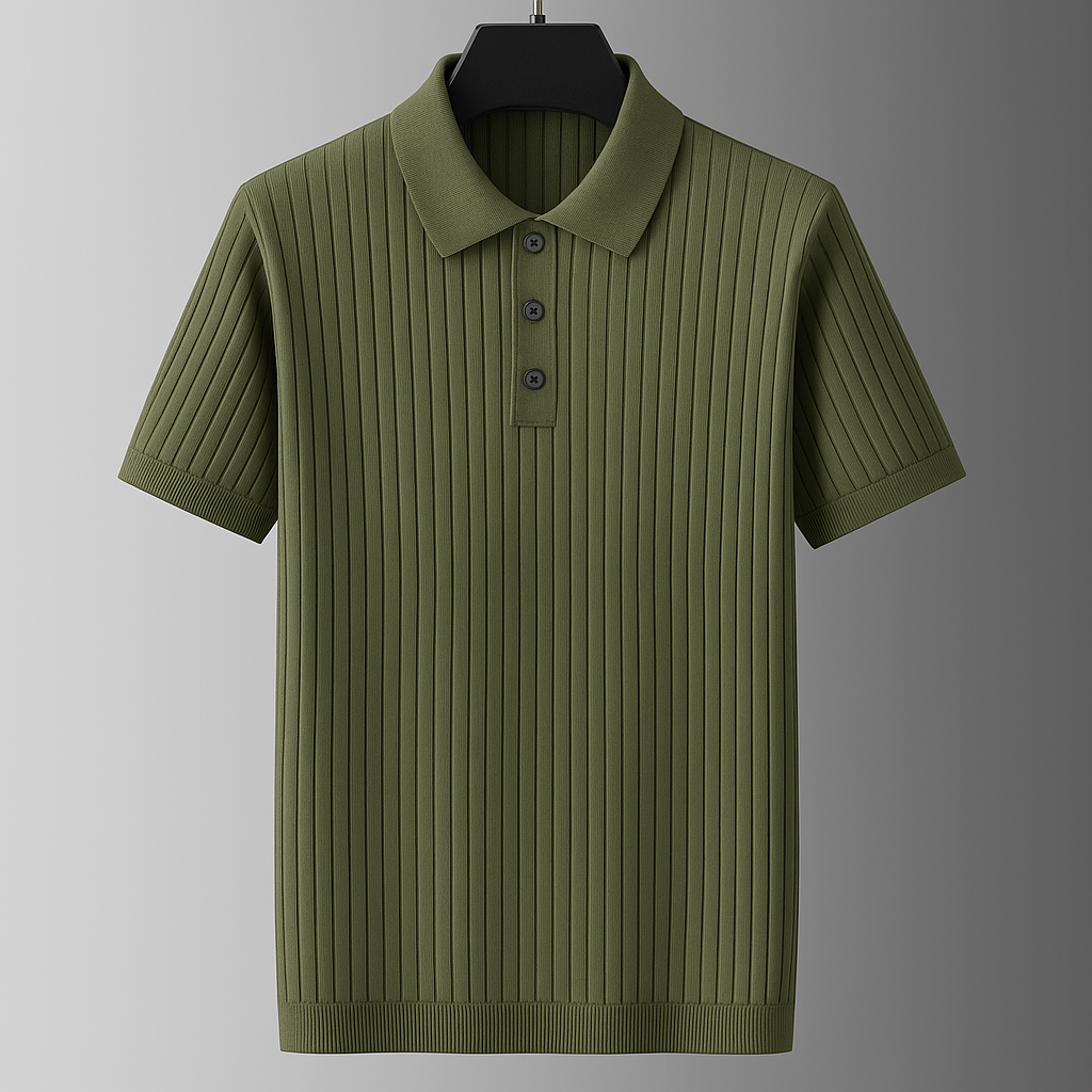 Luca Ribbed Cotton Polo Shirt for Men – Breathable Soft Knit Smart Casual Polo