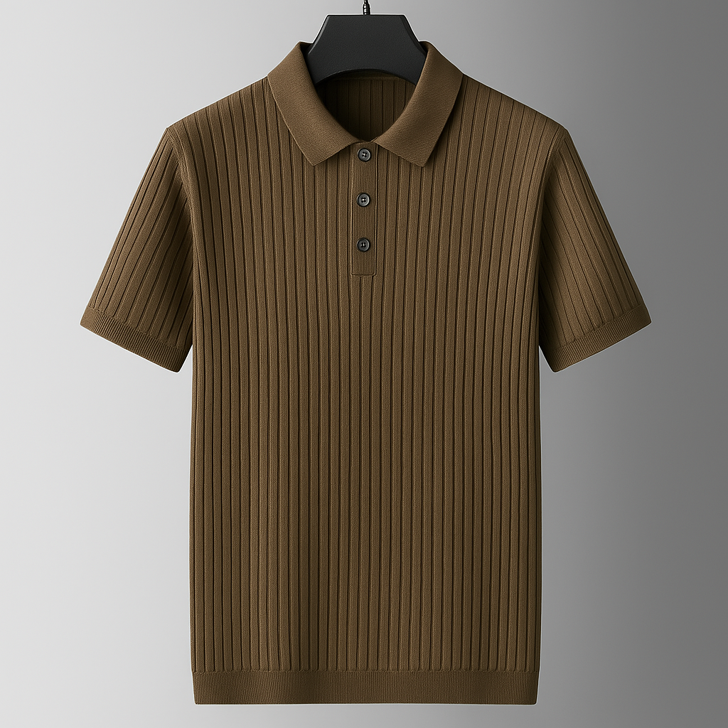 Luca Ribbed Cotton Polo Shirt for Men – Breathable Soft Knit Smart Casual Polo