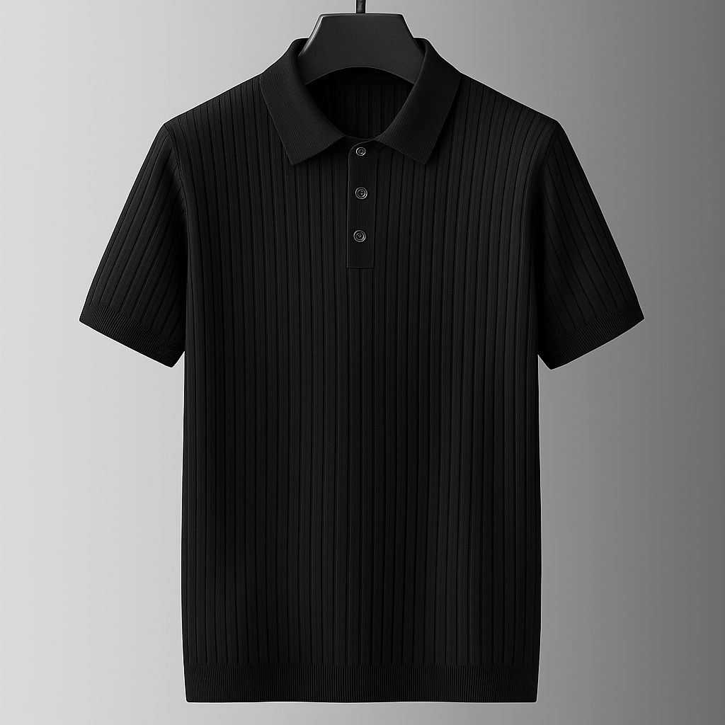 Luca Ribbed Cotton Polo Shirt for Men – Breathable Soft Knit Smart Casual Polo