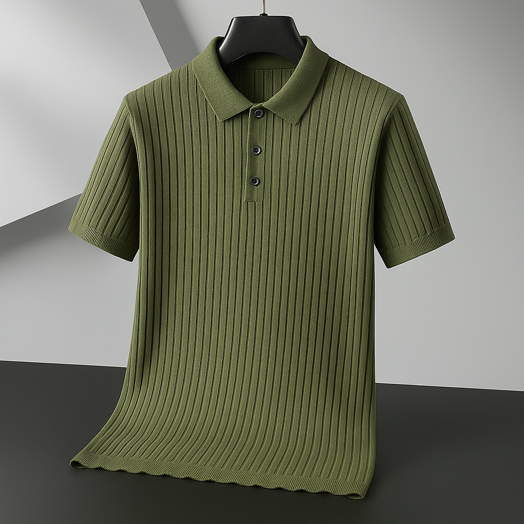 Luca Ribbed Cotton Polo Shirt for Men – Breathable Soft Knit Smart Casual Polo