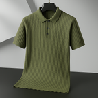 Luca Ribbed Cotton Polo Shirt for Men – Breathable Soft Knit Smart Casual Polo