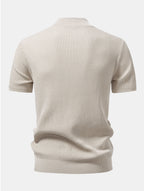 Basic Refined Mock Neck Ribbed Knit T-Shirt