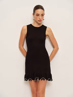 Women’s Ruffle Sleeveless Mini Dress — Crew Neck Slim Fit Elegant Vacation & Party Dress