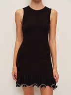 Women’s Ruffle Jersey Mini Dress – Sleeveless Crew Neck Slim Fit Party Dress