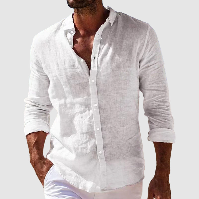 Men’s Classic Cotton Button-Down Shirt – Long Sleeve Relaxed Fit Essential