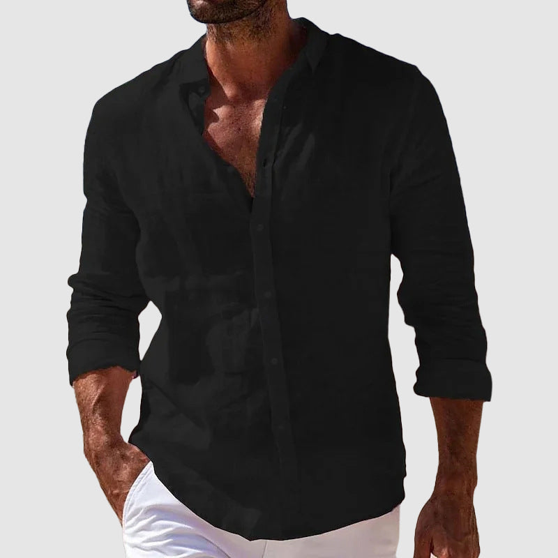 Men’s Classic Cotton Button-Down Shirt – Long Sleeve Relaxed Fit Essential
