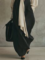 Women’s Tie-Front Shirt & Wide-Leg Pants Set – Elegant Two-Piece Outfit