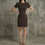Women’s Elegant Mini Dress – Round Neck Short Sleeve A-Line Flared Dress with Darted Waist for Office & Casual Chic