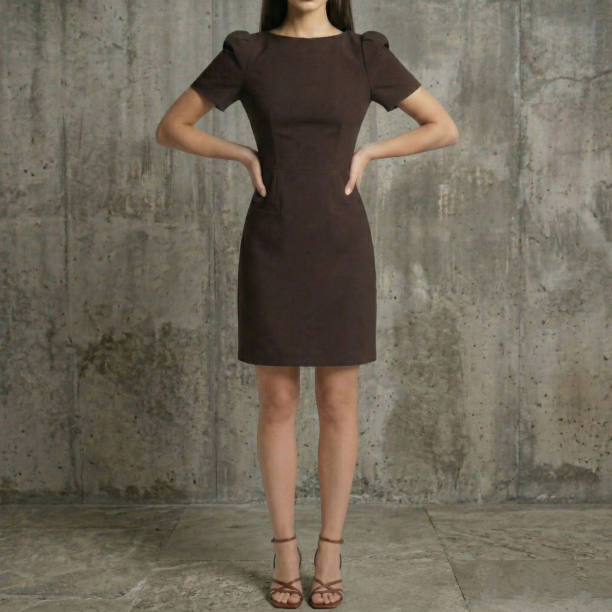 Women’s Short Sleeve Mini Dress – Round Neck A-Line Flared Elegant Everyday Dress