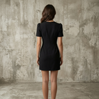 Women’s Short Sleeve Mini Dress – Round Neck A-Line Flared Elegant Everyday Dress