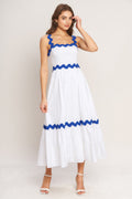 Women's White Midi Dress with Ruffled Hem