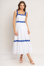 Women's White Midi Dress with Ruffled Hem