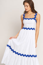 Women's White Midi Dress with Ruffled Hem