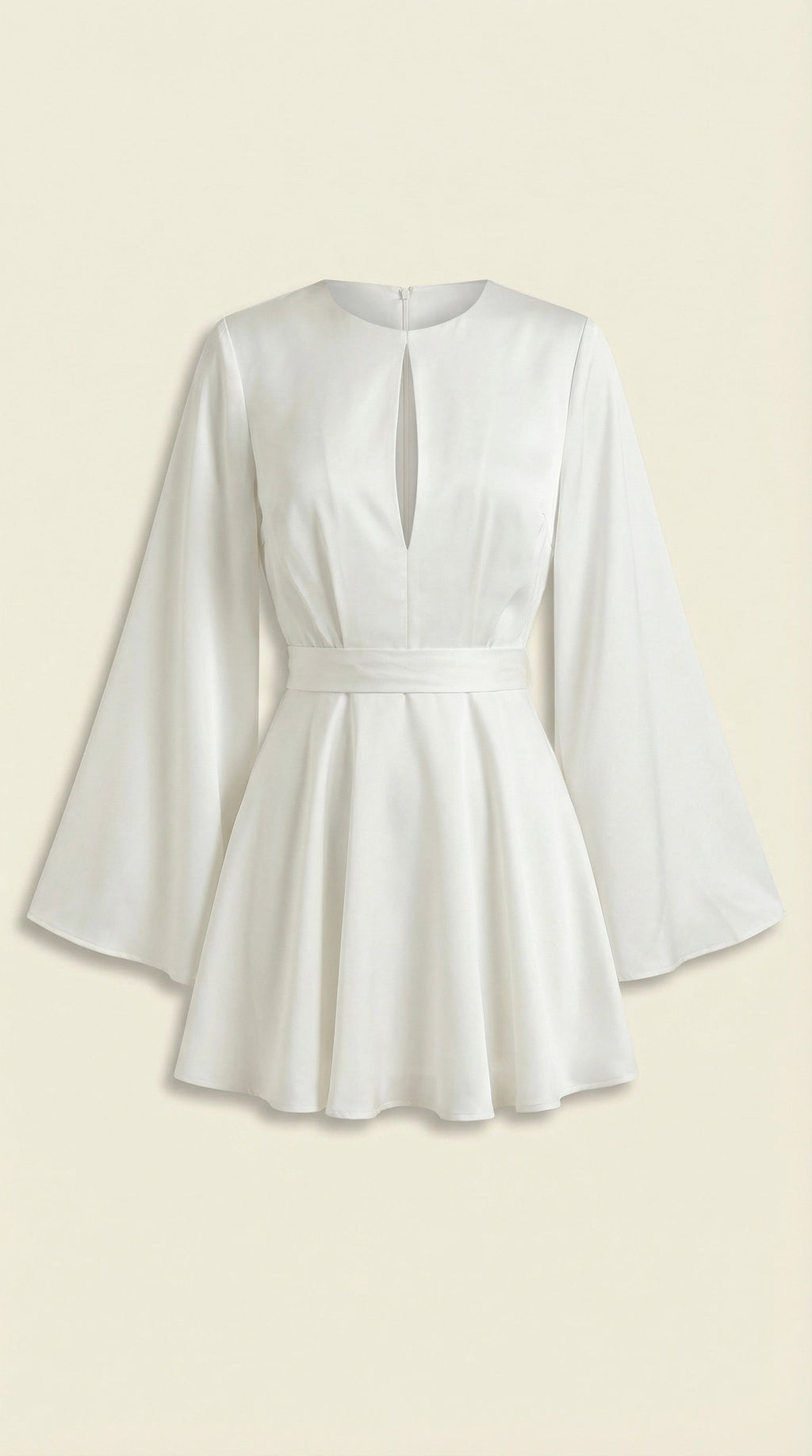 Serena Flowy Mini Dress – Cinched Waist Bell Sleeve Casual Chic Dress