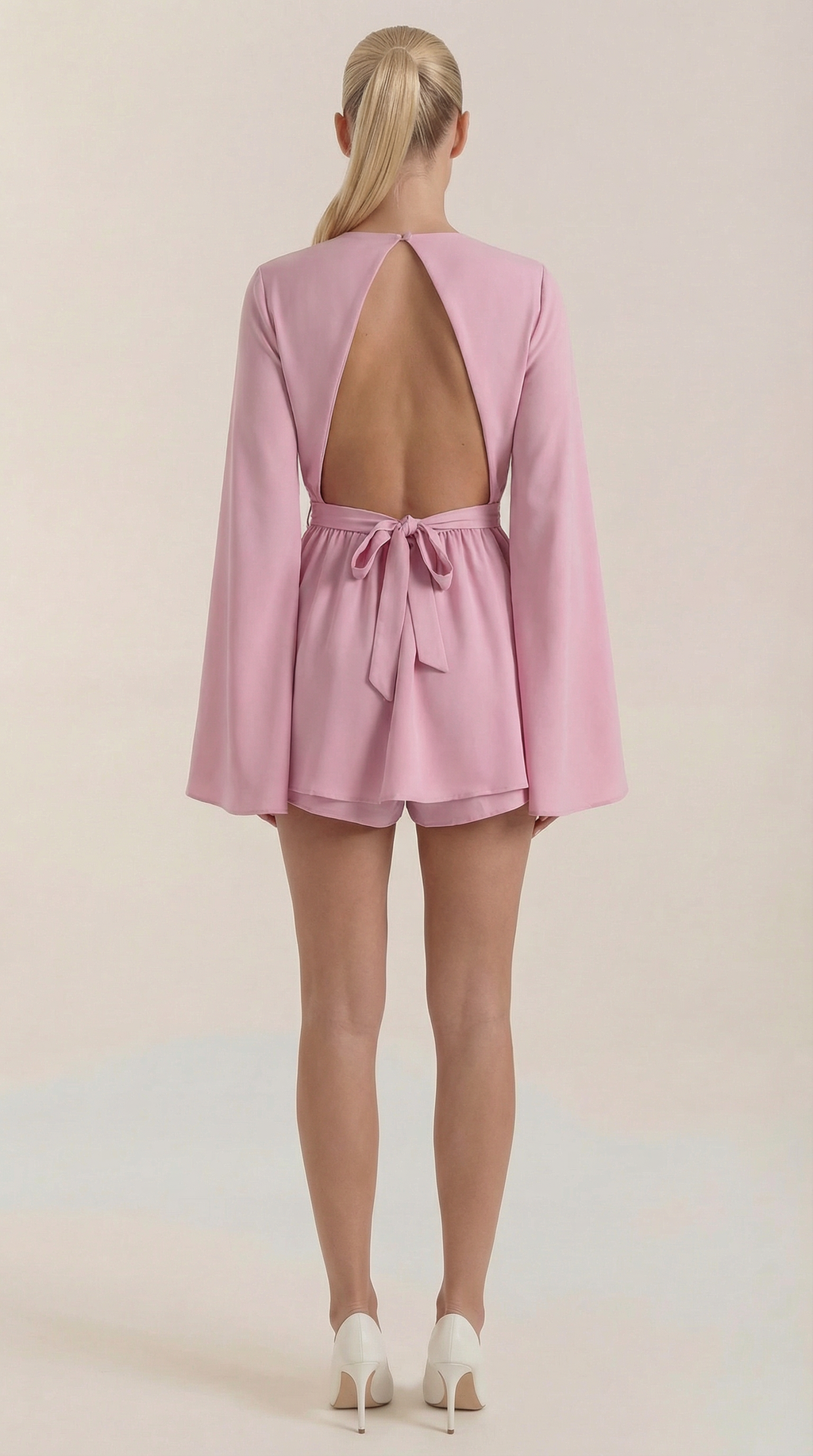 Serena Flowy Mini Dress – Cinched Waist Bell Sleeve Casual Chic Dress