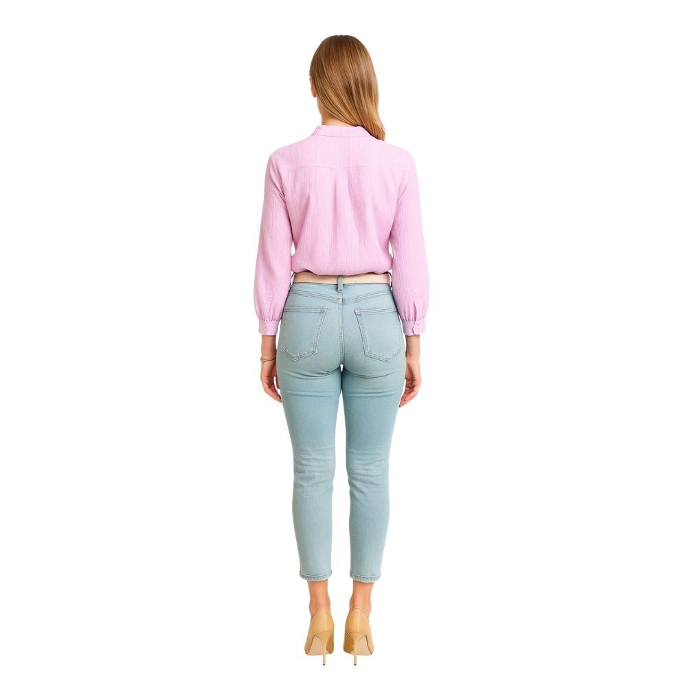 Women’s Cotton Ruffle Collar Bishop Sleeve Blouse – Elegant Long Sleeve Button Down Shirt for Work, Brunch & Smart Casual Outfits