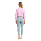 Women’s Cotton Ruffle Collar Bishop Sleeve Blouse – Elegant Long Sleeve Button Down Shirt for Work, Brunch & Smart Casual Outfits