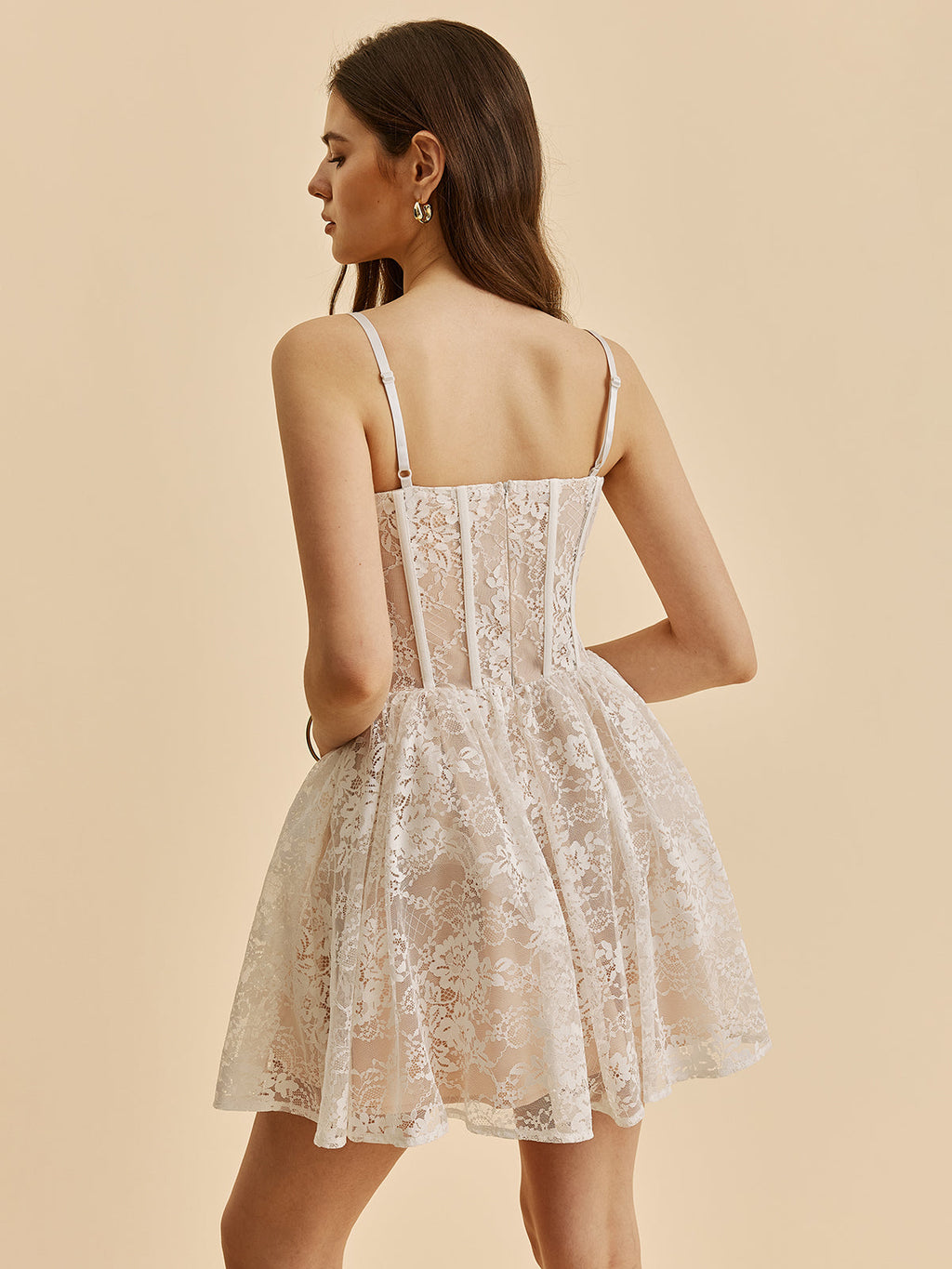 Women’s Lace Corset Mini Dress – Heart Neck Sleeveless Slim Fit Party Dress