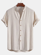 Men’s Linen Blend Shirt – Breathable Rayon Casual Regular Fit Lightweight Summer Button-Up Shirt