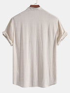 Men’s Linen Blend Shirt – Breathable Rayon Casual Regular Fit Lightweight Summer Button-Up Shirt
