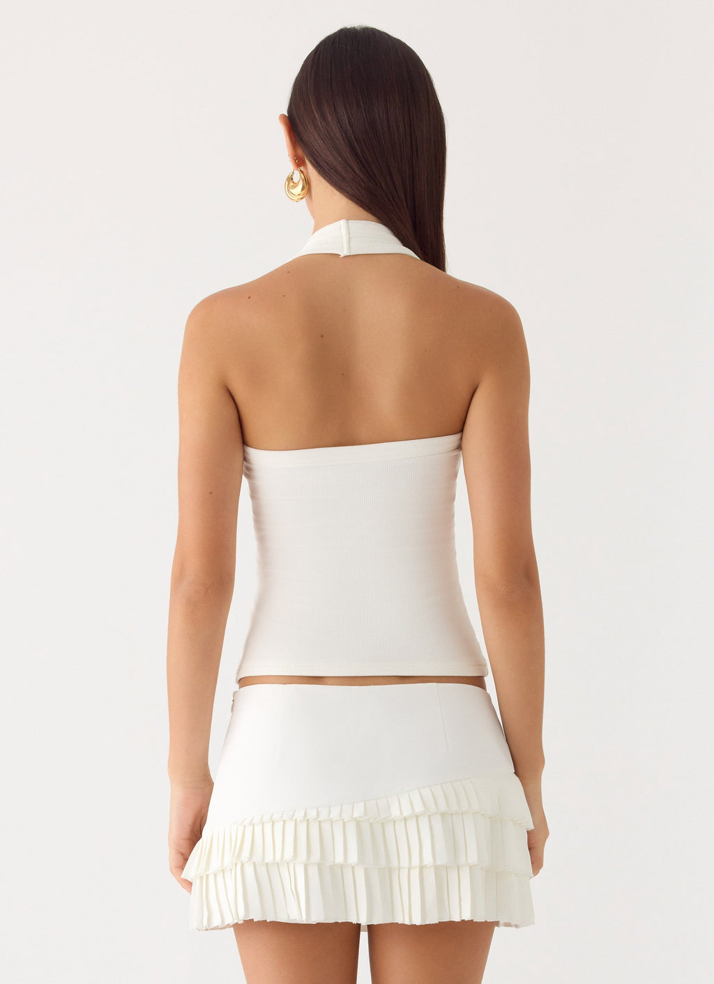 Women's White Tiered Pleated Micro Mini Skirt Low Rise Tennis-Core Style Casual & Going Out