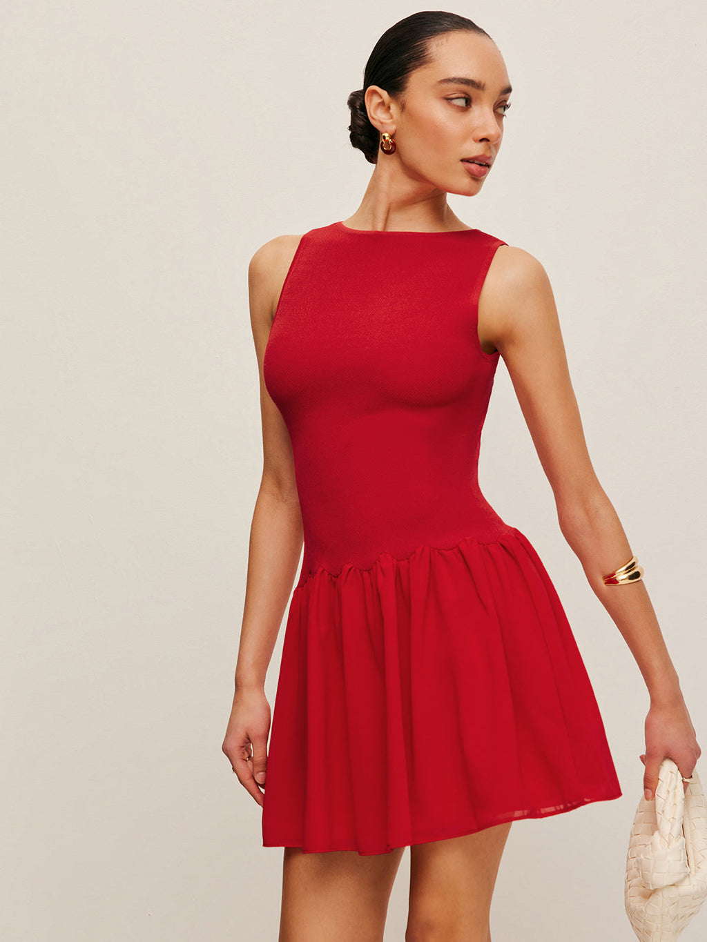 Women’s Sheer Knit Chiffon Mini Dress – Slim Fit Elegant Party & Wedding Dress
