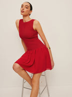 Women’s Sheer Knit Chiffon Mini Dress – Slim Fit Elegant Party & Wedding Dress