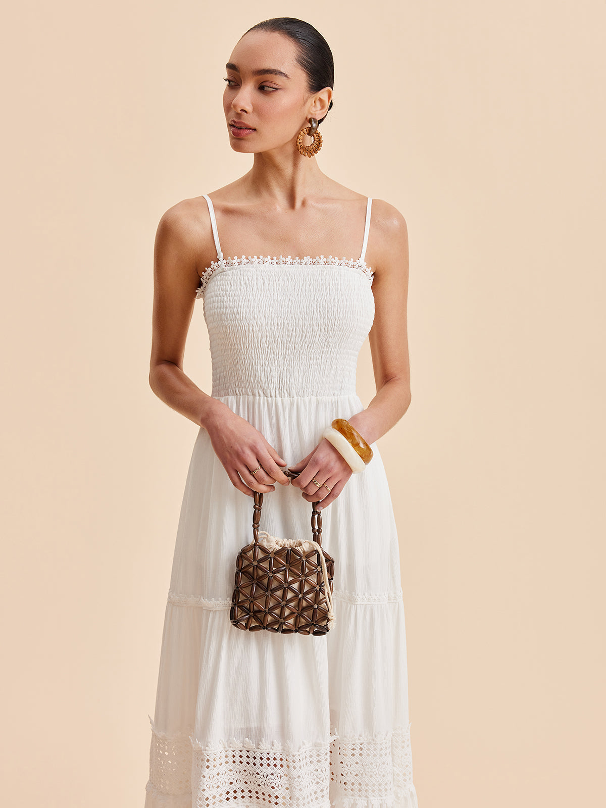Women’s Sleeveless Maxi Dress with Detachable Shoulder Strap – Casual Vacation Collarless Flowing Dress
