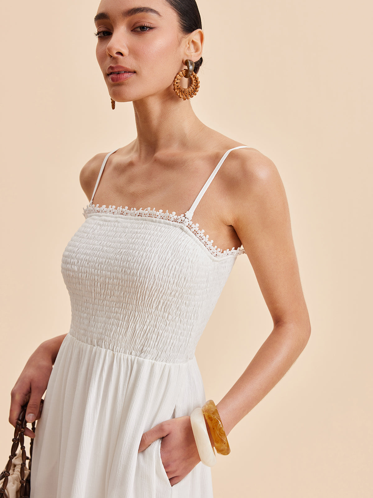 Women’s Sleeveless Maxi Dress with Detachable Shoulder Strap – Casual Vacation Collarless Flowing Dress