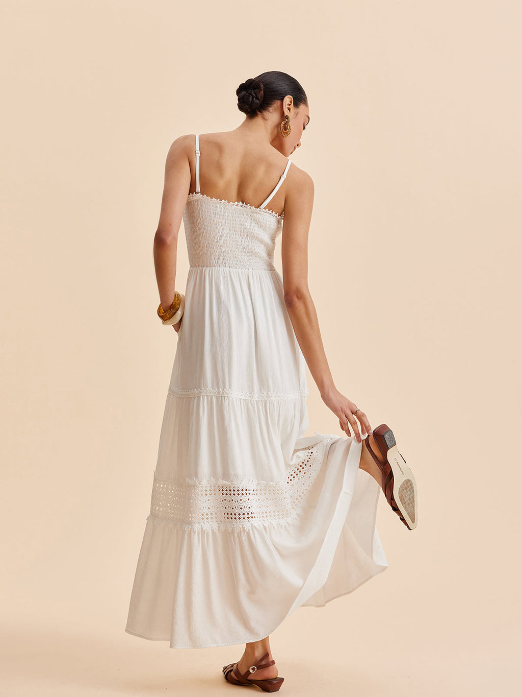 Women’s Sleeveless Maxi Dress with Detachable Shoulder Strap – Casual Vacation Collarless Flowing Dress