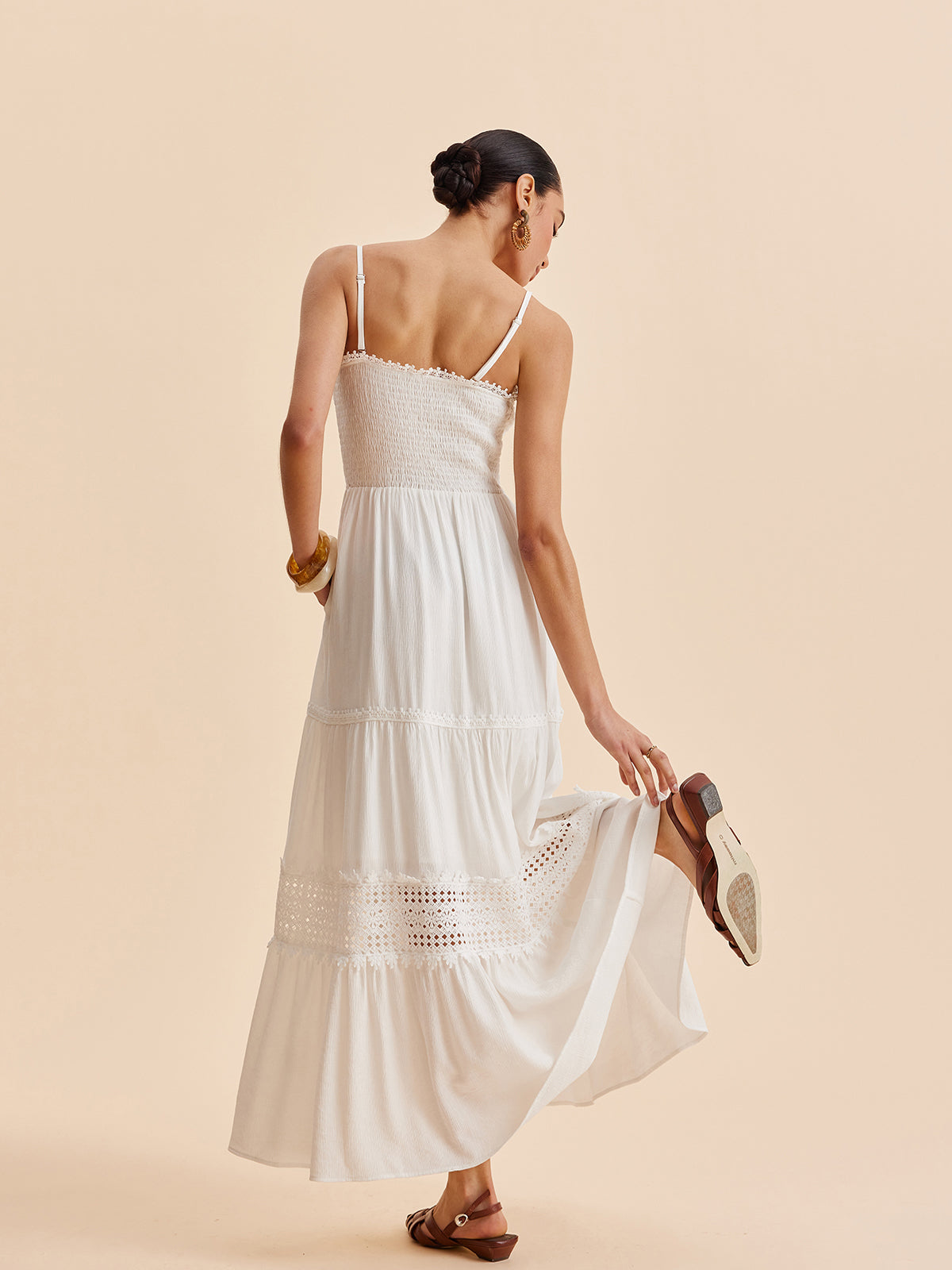 Women’s Sleeveless Maxi Dress with Detachable Shoulder Strap – Casual Vacation Collarless Flowing Dress
