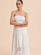 Women’s Sleeveless Maxi Dress with Detachable Shoulder Strap – Casual Vacation Collarless Flowing Dress