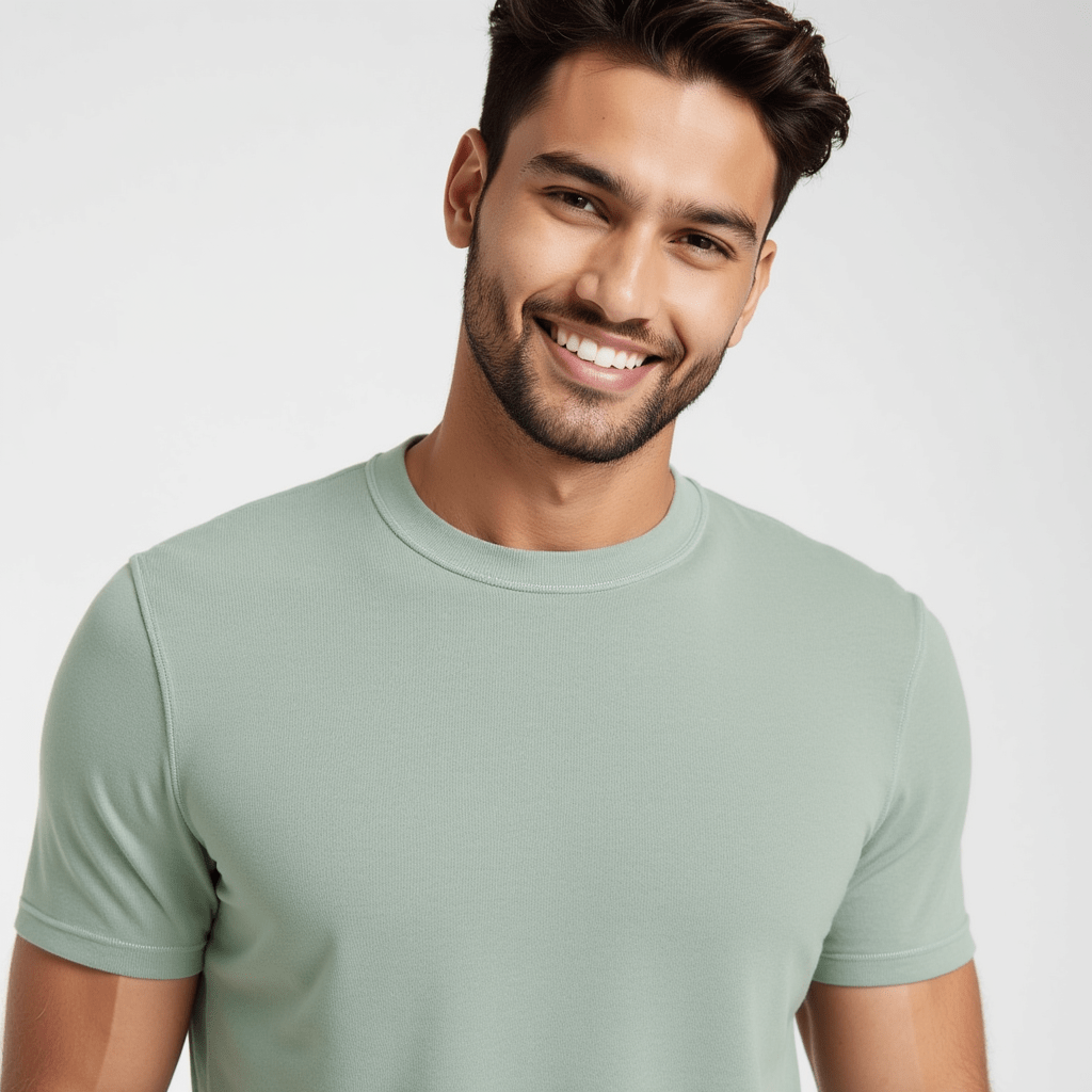 Men’s Mint Green Crew Neck T-Shirt — Soft Cotton Short Sleeve Casual Essential Everyday Basic Tee