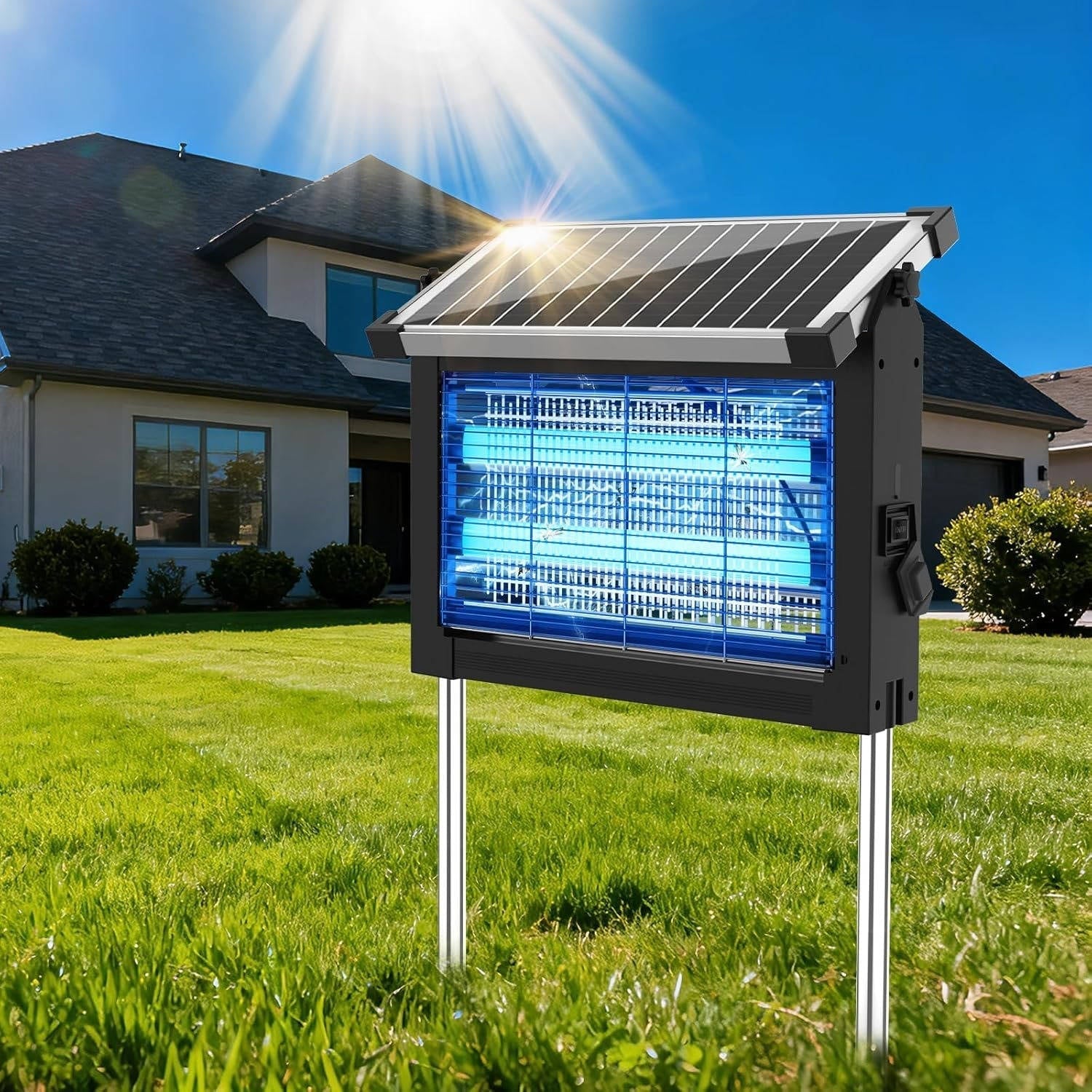 Portable Solar Bug Zapper Outdoor Mosquito Trap 3500 sq ft