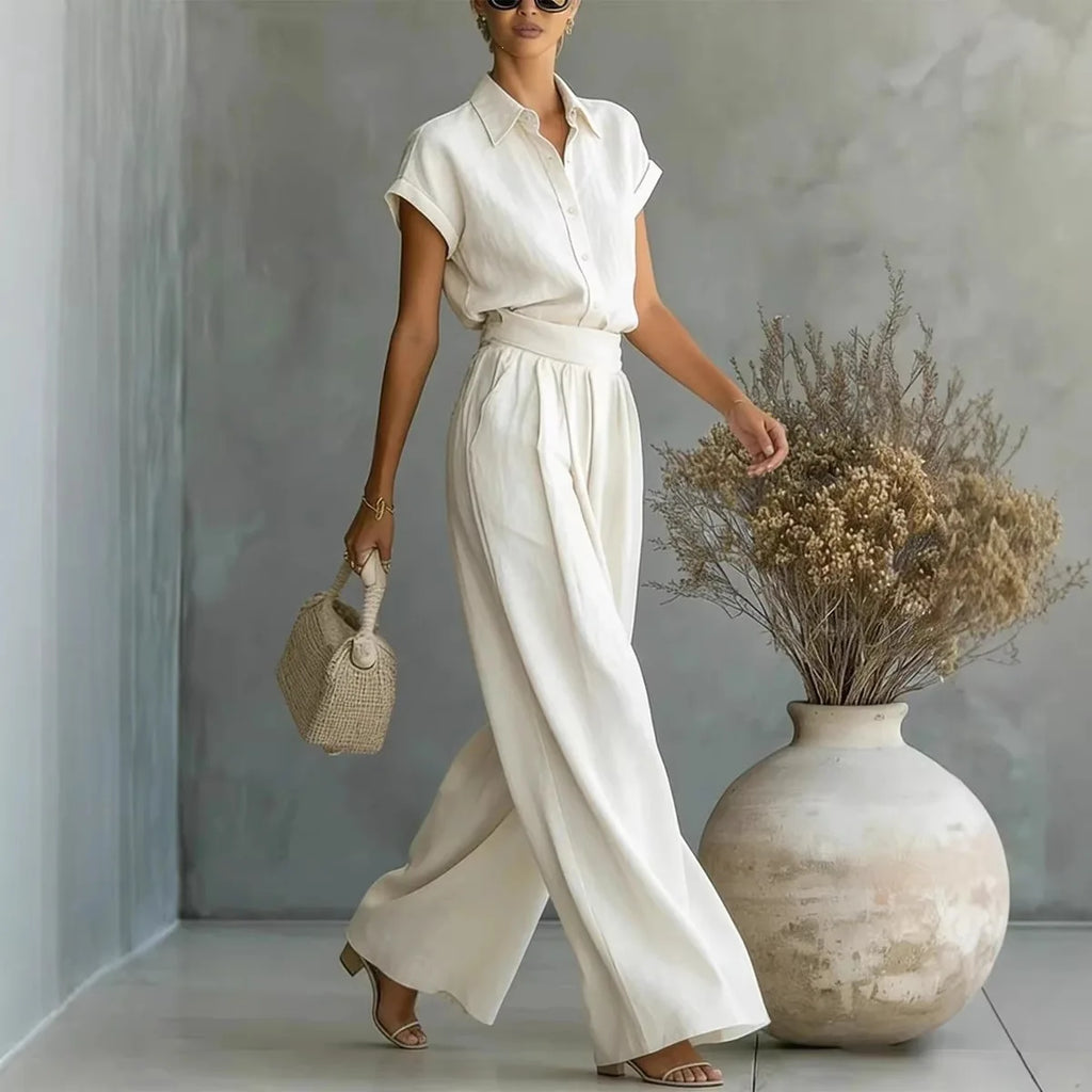 Women’s Loose Fit Two-Piece Pants Set – Elegant Casual Trouser Outfit