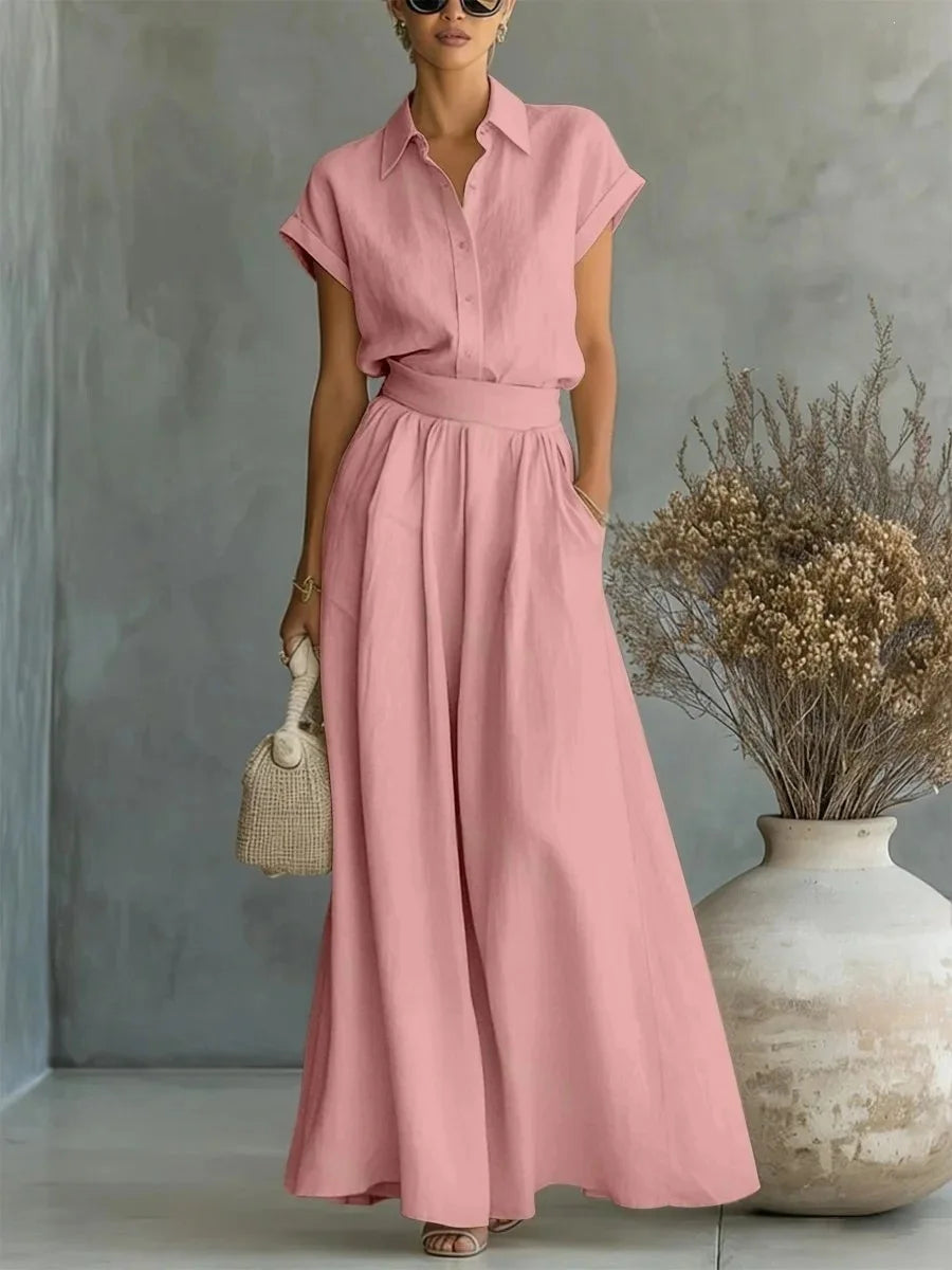 Women’s Loose Fit Two-Piece Pants Set – Elegant Casual Trouser Outfit