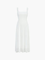 Women’s Elegant Square Neck Sleeveless Maxi Dress – Lightweight Woven Formal Vacation & Occasion Dress