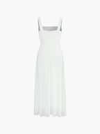 Women’s Elegant Square Neck Sleeveless Maxi Dress – Lightweight Woven Formal Vacation & Occasion Dress