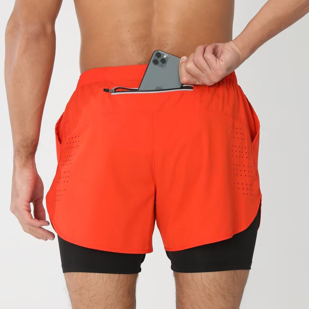 Men’s 2-in-1 Quick-Dry Training Shorts – Swim, Gym & Running Shorts with Pockets